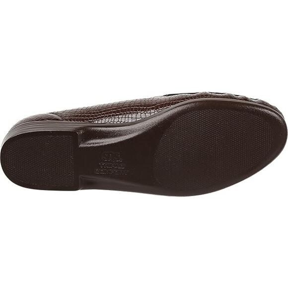 SAS Simplify Brown Faux Croc Patent Leather Comfort Loafers 8W - Picture 6 of 9